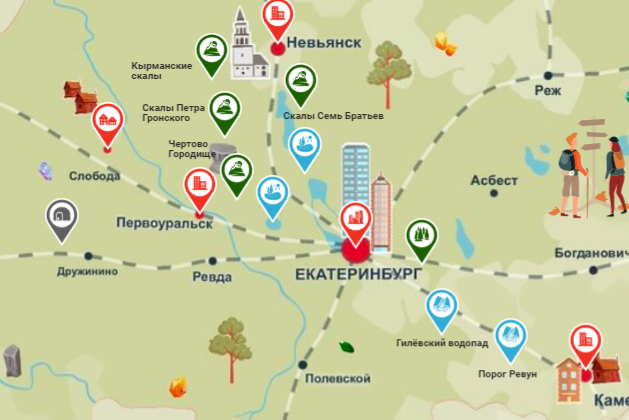 Свердловская пригородная компания разработала интерактивную карту туристических мест Среднего Урала